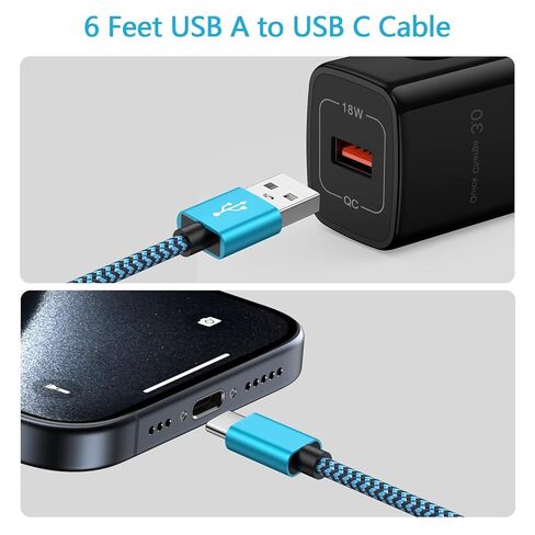 لفون 17e 17 الهواء، سلك الشحن 6FT كابل سريع شاحن الهاتف USB A إلى نوع C سلك الطاقة آيفون 17، 17 برو ماكس، 17 برو، 16e، 16، 16 برو ماكس، 16 برو، 16 بلس، 15، 15 برو ماكس، سامسونج S25 in Kuwait