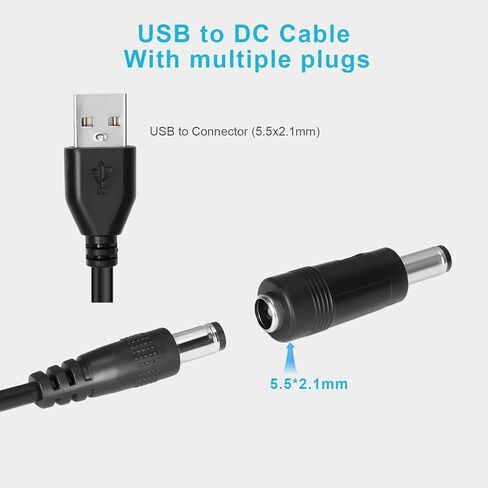 كابل طاقة عالمي 5 فولت تيار مستمر، سلك شحن USB إلى تيار مستمر مع 8 قطع مقابس محول لجهاز توجيه كاميرا الويب والراديو ومكبر صوت بلوتوث وأقراص DVD المحمولة والطاولة وصندوق القرص الصلب ومحور USB وما إلى ذلك. in Kuwait