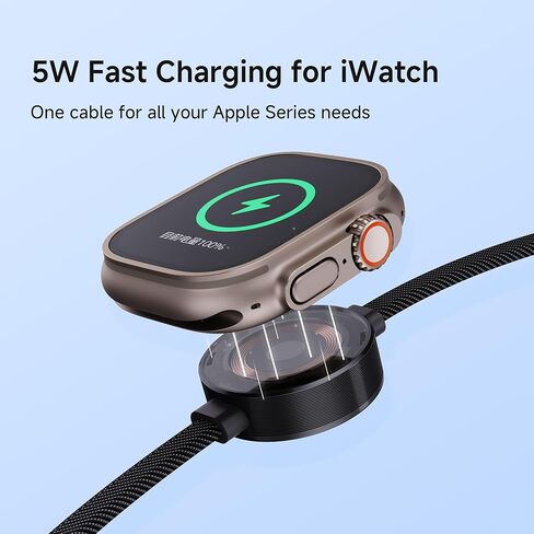 pzoz كابل واحد لكل شيء، كابل شحن متعدد 140 وات 6 في 1 مع شاحن ساعة Apple، USB C وUSB A إلى USB C/Lightning/Micro USB كابل شاحن سريع مع شاشة LED لأجهزة iPhone وMacBook وiPad in Kuwait