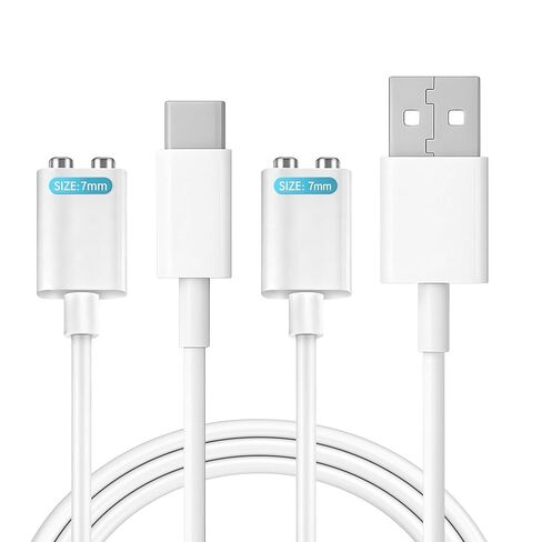استبدال شاحن روز، شاحن USB مغناطيسي USB-A وUSB-C شاحن روز 2.7FT DC كابل شحن سلك 2 قطعة (7 مم/0.27 بوصة) in Kuwait