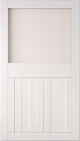 White 42" x 84" Half Lite Frosted Glass Panel, Solid Wood Sliding Barn Door, Assembly Required, Door Only, Interior Use in Saudi Arabia