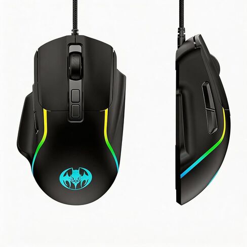 【 Plug and Play - Smooth Foot Mat 】 2026 Upgraded High-Performance Wired Gaming Mouse, 7200 DPI, RGB, 7 Programmable Buttons, Sweat and Fingerprint Resistant, 59 Inch Cable, Suitable for PC/Mac in Kuwait