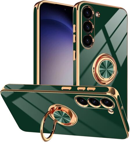 حافظة مصممة لهاتف سامسونج جالاكسي S23 بلس مع حامل حلقي، تدعم حامل مغناطيسي للسيارة وحامل إصبع دوار وغطاء ناعم من البولي يوريثان الحراري بحافة نحيفة لهاتف جالاكسي S23+ بلس أبيض in Kuwait