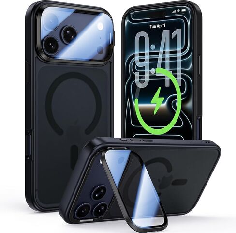 حافظة لهاتف iPhone 17 Pro Max مع حامل غطاء الكاميرا، حماية كاملة للكاميرا، متوافقة مع MagSafe، حماية من السقوط، حافظة هاتف مغناطيسية شفافة مقاومة للانزلاق والغبار، شفافة in Kuwait