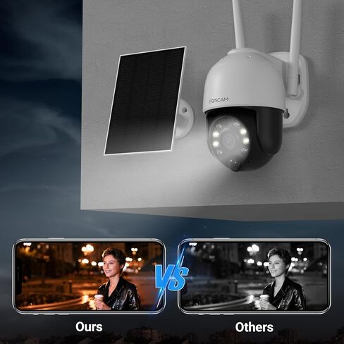 FOSCAM B4 Solar Security Cameras Wireless Outdoor, 4MP PT Battery Powered 2.4G Wi-Fi Camera for Home Surveillance Outside with Spotlights, 2K Night Vision, 2-Way Audio, PIR Detection, IP65 in Kuwait