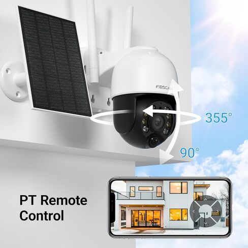 FOSCAM B4 Solar Security Cameras Wireless Outdoor, 4MP PT Battery Powered 2.4G Wi-Fi Camera for Home Surveillance Outside with Spotlights, 2K Night Vision, 2-Way Audio, PIR Detection, IP65 in Kuwait