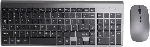 2.4G Wireless Keyboard and Mouse Combo, Coated Keycaps Silent 102 Keys Ergonomic Mouse with USB Adapter, for Desktop Computers Mobile Devices Tablets (Dark Gray) in Kuwait