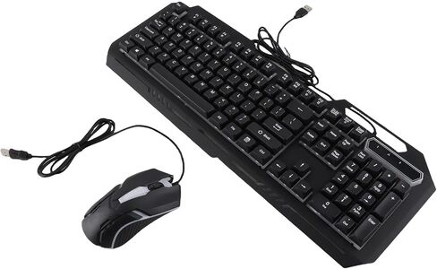 مجموعة لوحة مفاتيح وماوس سلكية للألعاب من بوميا، 104 مفاتيح مع إضاءة RGB وماوس 1200 نقطة لكل بوصة، مجموعة USB مريحة من سبائك الألومنيوم للكمبيوتر الشخصي والكمبيوتر المحمول وسطح المكتب in Kuwait
