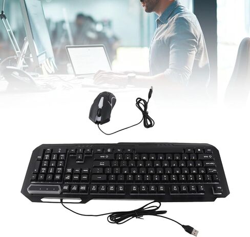 مجموعة لوحة مفاتيح وماوس سلكية للألعاب من بوميا، 104 مفاتيح مع إضاءة RGB وماوس 1200 نقطة لكل بوصة، مجموعة USB مريحة من سبائك الألومنيوم للكمبيوتر الشخصي والكمبيوتر المحمول وسطح المكتب in Kuwait
