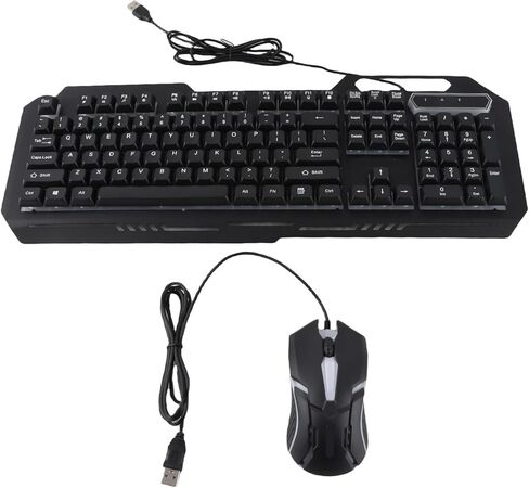 مجموعة لوحة مفاتيح وماوس سلكية للألعاب من بوميا، 104 مفاتيح مع إضاءة RGB وماوس 1200 نقطة لكل بوصة، مجموعة USB مريحة من سبائك الألومنيوم للكمبيوتر الشخصي والكمبيوتر المحمول وسطح المكتب in Kuwait