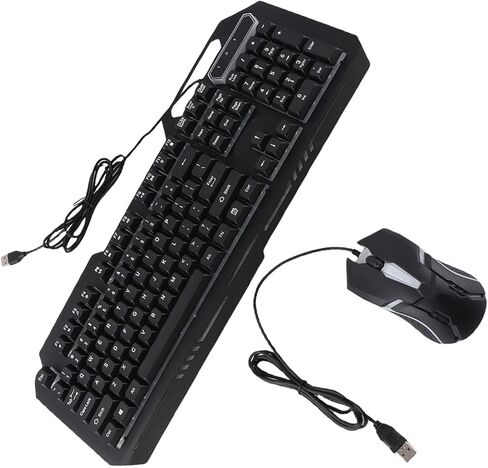 مجموعة لوحة مفاتيح وماوس سلكية للألعاب من بوميا، 104 مفاتيح مع إضاءة RGB وماوس 1200 نقطة لكل بوصة، مجموعة USB مريحة من سبائك الألومنيوم للكمبيوتر الشخصي والكمبيوتر المحمول وسطح المكتب in Kuwait