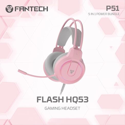 FANTECH 6 في 1 لوحة مفاتيح سلكية للألعاب ولوحة ماوس وسماعة رأس وحامل وحدة تحكم محمولة صغيرة، حزمة ألعاب الكل في واحد للكمبيوتر الشخصي نينتندو سويتش هدايا ألعاب المكتب المنزلي in Kuwait