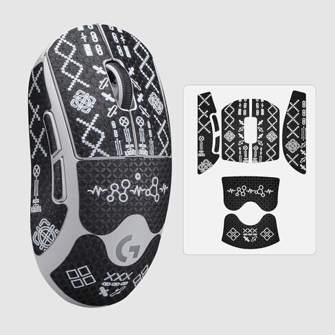 immoenuc Mouse Grip Tape for Logitech G PRO X Superlight 2c, Pre-Cut Anti-Slip Sweat-Resistant Ultra-Thin PVC Skin, for Gaming and Office Use - Printing Pattern in Kuwait