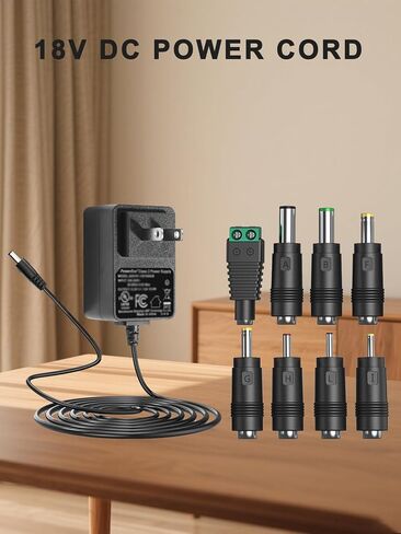 18V Power Supply 18Volt Power Adapter for 100mA 200mA 300mA 400mA 500mA 600mA 800mA 900mA 1000mA -2000mA Electronics with 8 Interchangeable Jacks Compatible with Altec Lansing IMW999, IMW889 Speakers in Kuwait