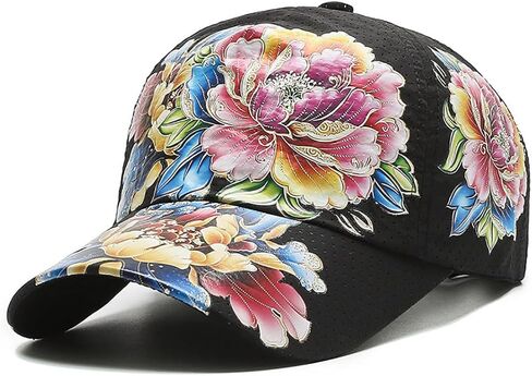 Women's Flower Printed Quick Drying Baseball Cap Dad Hat Adjustable Casual Outdoor Sun Hat in Saudi Arabia