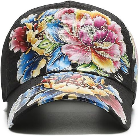 Women's Flower Printed Quick Drying Baseball Cap Dad Hat Adjustable Casual Outdoor Sun Hat in Saudi Arabia