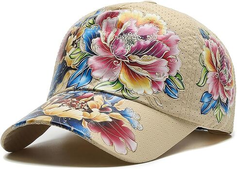 Women's Flower Printed Quick Drying Baseball Cap Dad Hat Adjustable Casual Outdoor Sun Hat in Saudi Arabia