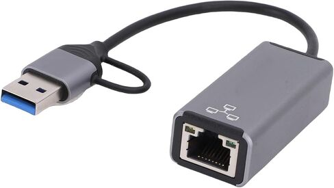 محول GOWENIC USB C USB A Ethernet، محول شبكة RJ45 بسرعة 100 ميجا بت في الثانية مع مؤشر LED وغطاء من سبائك الألومنيوم، لأجهزة الكمبيوتر المحمول والهواتف اللوحية iOS in Kuwait