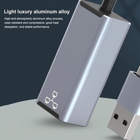محول GOWENIC USB C USB A Ethernet، محول شبكة RJ45 بسرعة 100 ميجا بت في الثانية مع مؤشر LED وغطاء من سبائك الألومنيوم، لأجهزة الكمبيوتر المحمول والهواتف اللوحية iOS in Kuwait