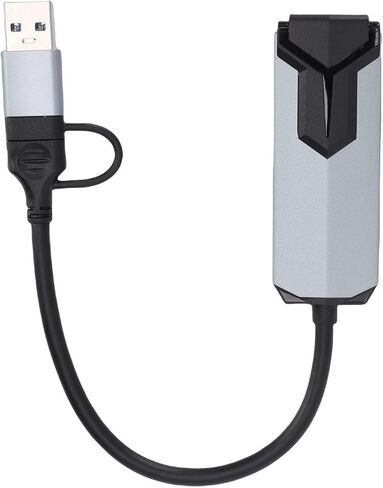 محول Naroote USB C وUSB A إلى Ethernet، محول شبكة RJ45 عالي السرعة بسرعة 5 جيجابت في الثانية، محول شبكة مع غلاف من سبائك الألومنيوم، لأجهزة الكمبيوتر المحمول والكمبيوتر اللوحي ونظام التشغيل in Kuwait