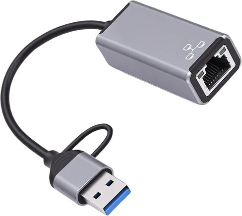 Fabater USB C USB A Ethernet Adapter, 3.0 to RJ45 Network Converter 100Mbps with LED Indicator and Aluminum Shell, for Laptop Phone Tablet OS iOS in Kuwait
