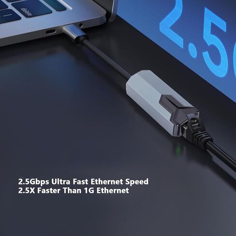 USB C to Ethernet Adapter, 2.5Gbps USB A and Type C Network Adapter with Aluminum Shell and Woven Cable, for OS X OS 3 4 5 Devices in Kuwait