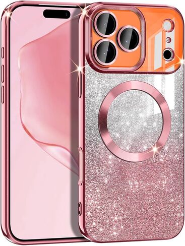 حافظة Casetego لهاتف iPhone 17e، متوافقة مع MagSafe، واقي عدسة كاميرا كامل لهاتف Apple iPhone 17e، لامع مغناطيسي شفاف لامع ومطلي فاخر وناعم من مادة TPU لهاتف Apple iPhone 17e، ذهبي وردي بالكامل in Kuwait