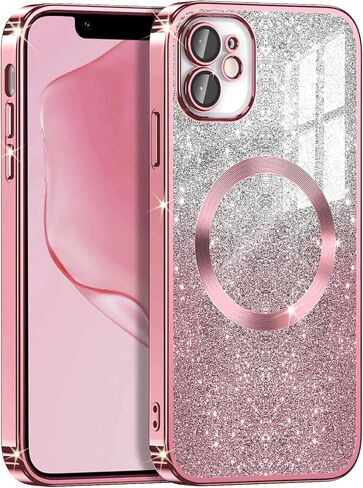 حافظة Casetego لهاتف iPhone 17e، متوافقة مع MagSafe، واقي عدسة كاميرا كامل لهاتف Apple iPhone 17e، لامع مغناطيسي شفاف لامع ومطلي فاخر وناعم من مادة TPU لهاتف Apple iPhone 17e، ذهبي وردي بالكامل in Kuwait