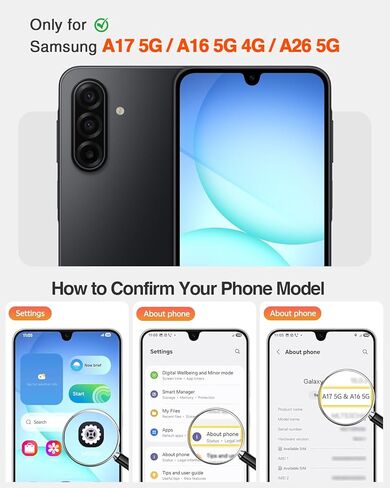 Lanhiem for Samsung Galaxy A17 5G / A26 5G / A16 5G 4G Case with Privacy Screen Protector, Slide Camera Cover, Military-Grade Shockproof Cover with Kickstand & Dual-Layer Protection, Anti-Slip Grip in Kuwait