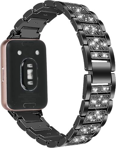 Bling Bands Compatible with Samsung Galaxy Fit 3, Shinny Metal Bracelet Straps Luxurious Rhinestone Replacement Wristband in Kuwait