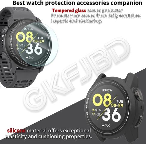 Compatible for Coros Pace 3 Screen Protector & Case，HD Tempered Glass Protective Film and Silicone Soft Cases Anti-Scratch, Ultra-Thin(Pack of 3+2) in Kuwait