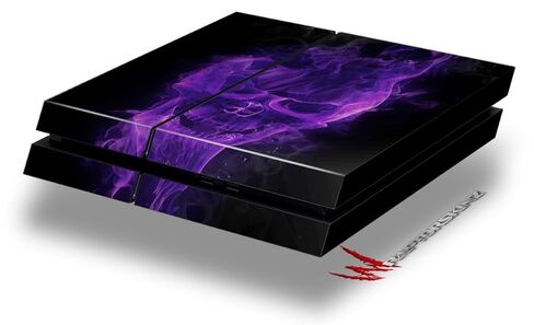 Flaming Fire Skull Purple - Decal Style Skin fits original PS4 Gaming Console in Kuwait
