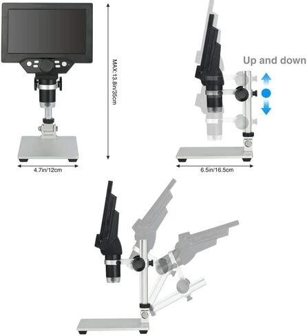 عدة مجهر 7 بوصة LCD USB مجهر 12MP 1-1200X التكبير كاميرا محمولة مسجل فيديو شرائح المجهر البصري in Kuwait