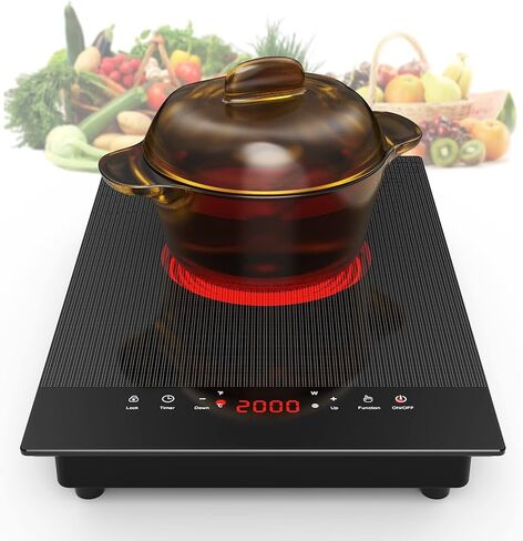 VBGK Electric Cooktop, Electric Stove Top with Touch Control, 9 Power Levels, Kids Lock & Timer, Hot Surface Indicator, Overheat Protection,110V 2000W induction cooktop in Saudi Arabia