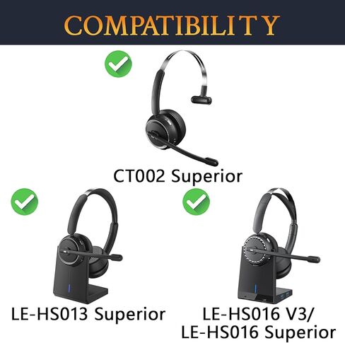 SOULWIT Replacement Earpads for LEVN LE-HS013 Superior/LE-HS016 V3/LE-HS016 Superior/CT002 Superior Headphones, Ear Pads Cushions with Softer Protein Leather, High-Density Foam - Black in Kuwait