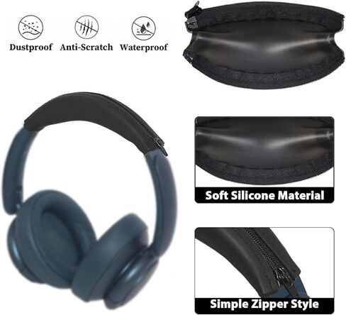 غطاء عصابة رأس من السيليكون من Adhiper لسماعات Anker Soundcore Space Q45 Life Q35 Q30 Q20 Q20i Q20+ Q10 Q11i، ملحقات عصابة رأس بديلة من السيليكون الناعم مقاومة للعرق وقابلة للغسل - أسود in Kuwait