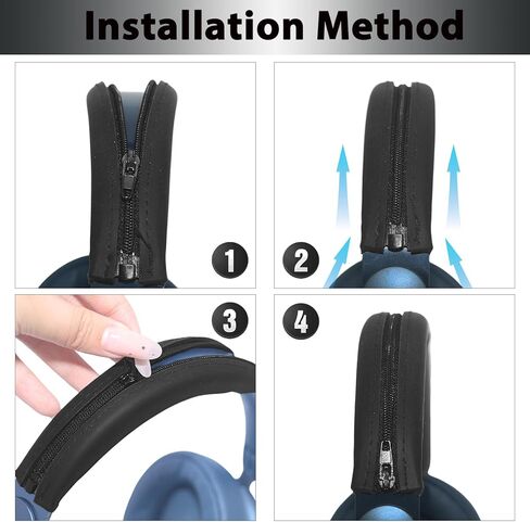 غطاء عصابة رأس من السيليكون من Adhiper لسماعات Anker Soundcore Space Q45 Life Q35 Q30 Q20 Q20i Q20+ Q10 Q11i، ملحقات عصابة رأس بديلة من السيليكون الناعم مقاومة للعرق وقابلة للغسل - أسود in Kuwait