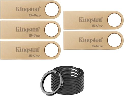 محرك أقراص فلاش Kingston DataTraveler SE9 G3 USB 3.2 Gen 1 مع سرعة قراءة 220 ميجابايت في الثانية (5 عبوات) مع مجموعة حلقات مفاتيح من الفولاذ المقاوم للصدأ (6 قطع) in Kuwait