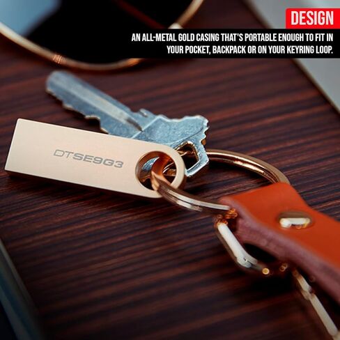 محرك أقراص فلاش Kingston DataTraveler SE9 G3 USB 3.2 Gen 1 مع سرعة قراءة 220 ميجابايت في الثانية (5 عبوات) مع مجموعة حلقات مفاتيح من الفولاذ المقاوم للصدأ (6 قطع) in Kuwait