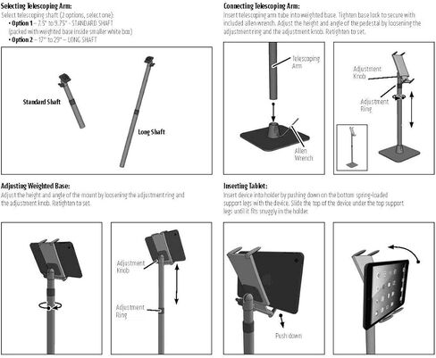 ARKON Mounts SM6TAB29 Height Adjustable Desk Stand Universal Tablet/Phone Holder for Live Streaming and Video Compatible with iPad mini, iPhone 12, iPhone 12 Pro, Galaxy Note 20, S21 Retail Black in Kuwait