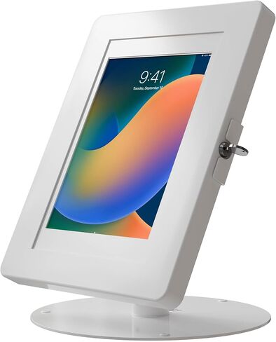 Premium iPad Retail POS Stand – CTA Upscale Tablet Kiosk Stand with 360 Degree Rotation & Locking for Retail, Restaurants & More – for Surface Pro 3-8th Gen, iPad Pro 12.9" & More – White (PAD-HSKSWL) in Kuwait