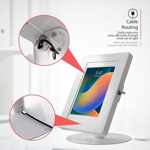 Premium iPad Retail POS Stand – CTA Upscale Tablet Kiosk Stand with 360 Degree Rotation & Locking for Retail, Restaurants & More – for Surface Pro 3-8th Gen, iPad Pro 12.9" & More – White (PAD-HSKSWL) in Kuwait