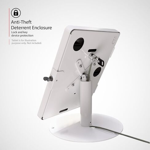 Premium iPad Retail POS Stand – CTA Upscale Tablet Kiosk Stand with 360 Degree Rotation & Locking for Retail, Restaurants & More – for Surface Pro 3-8th Gen, iPad Pro 12.9" & More – White (PAD-HSKSWL) in Kuwait