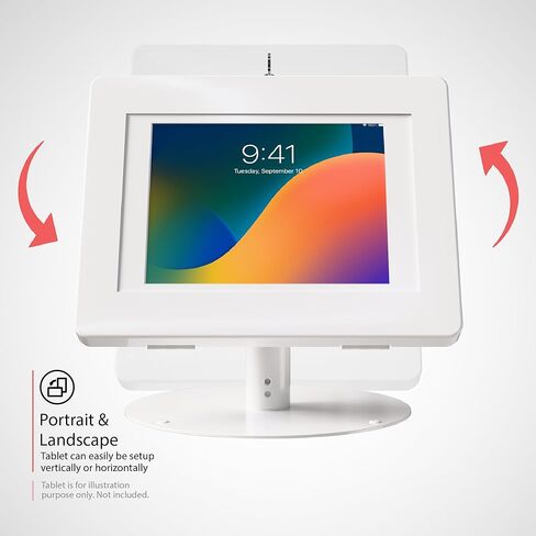 Premium iPad Retail POS Stand – CTA Upscale Tablet Kiosk Stand with 360 Degree Rotation & Locking for Retail, Restaurants & More – for Surface Pro 3-8th Gen, iPad Pro 12.9" & More – White (PAD-HSKSWL) in Kuwait