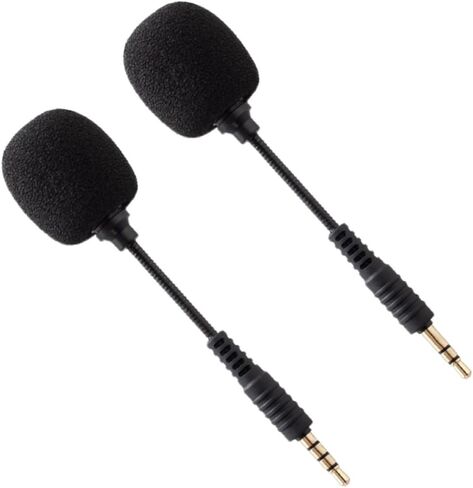 BESPORTBLE Bendable Mini Denoise Microphone 2pcs for Phone Tablet Laptop, Compact Black Condenser Mic Set for Live Streaming Video Recording Home Use in Kuwait