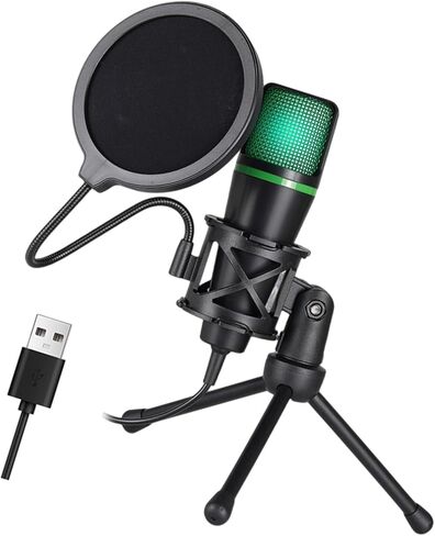 Instants Setups USB Computer Microphones with RGBs Lighting Gains Knob and Shock Mount for Gaming Streaming and in Kuwait