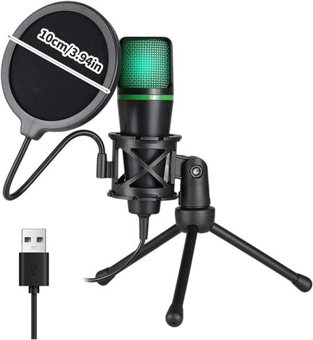 Instants Setups USB Computer Microphones with RGBs Lighting Gains Knob and Shock Mount for Gaming Streaming and in Kuwait