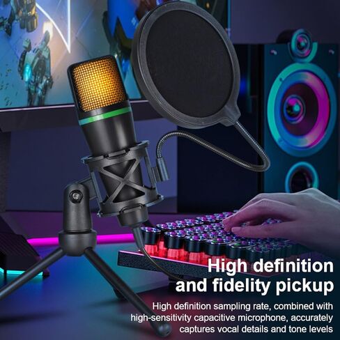 Instants Setups USB Computer Microphones with RGBs Lighting Gains Knob and Shock Mount for Gaming Streaming and in Kuwait