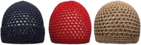 Knitted Stretchy Crochet Muslim Beanie Skull 3 or 6 Pcs Caps for Men - One Size Fit Most. in Saudi Arabia