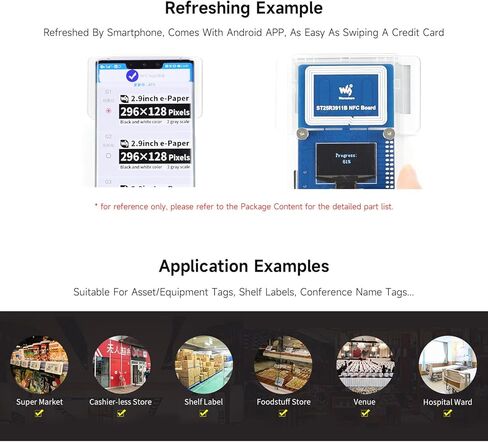 waveshare 2.9inch Passive NFC-Powered e-Paper Evaluation Kit Bundle with 2.9inch NFC-Powered e-Paper ST25R3911B NFC Board Micro Card 16GB Micro Card Reader USB-A to Micro-B Cable (5 Items) in Kuwait